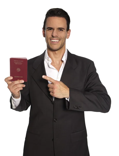 Man med passport — Stockfoto