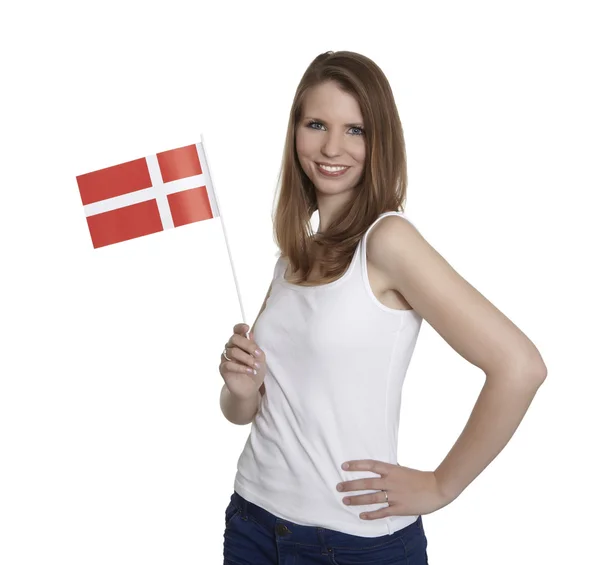 Vrouw met vlag van Polen — Stockfoto