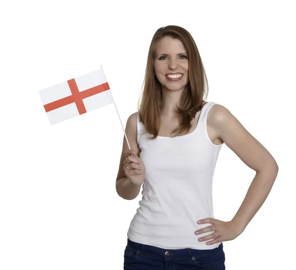 Kvinna med flagga england — Stockfoto