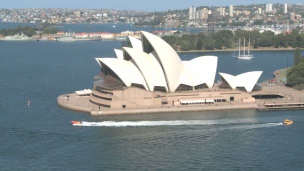 Sydney opera en schepen — Stockvideo