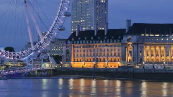 London Eye por la noche — Vídeo de stock