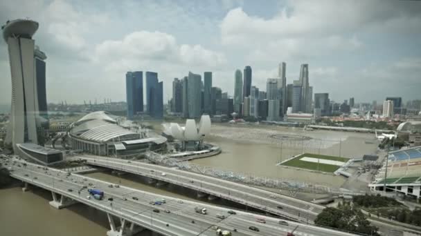 Widok z lotu ptaka marina bay Singapore — Wideo stockowe