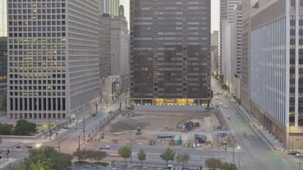 Dallas zonsopgang centrum verkeer — Stockvideo