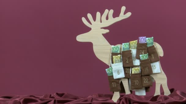 Euro bills in Advent Calendar — Stock Video