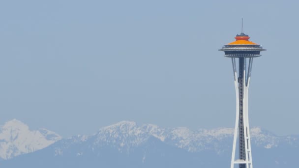 Seattle Mountains with Space Needle — Stock Video