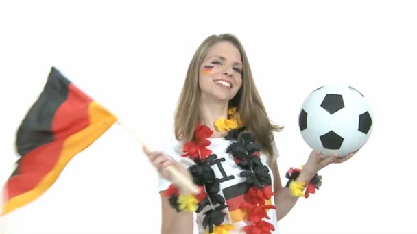 Voetbal fan in slow-motion — Stockvideo