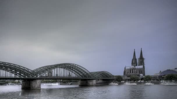 Köln Katedrali günbatımı — Stok video