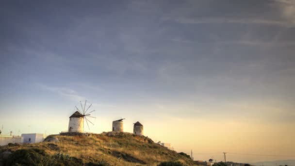 Tres molinos de viento en Naxos — Vídeos de Stock