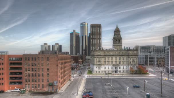 Detroit Downtown Tramonto — Video Stock