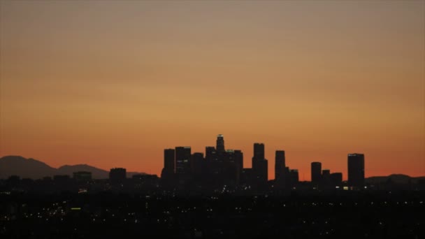 Los angeles Skyline Sonnenaufgang — Stockvideo