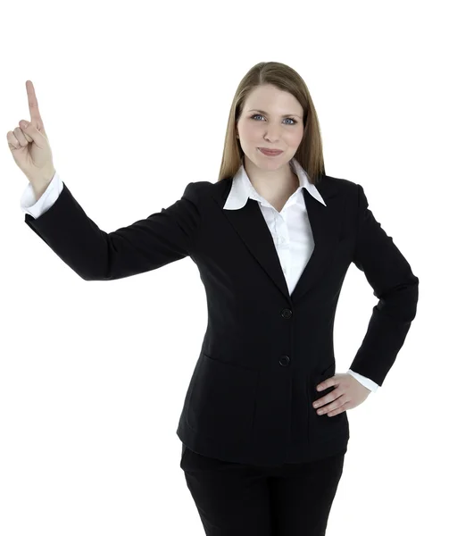 Mujer de negocios señala algo — Foto de Stock