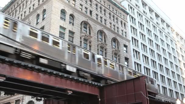 Verhoogde trein in chicago — Stockvideo