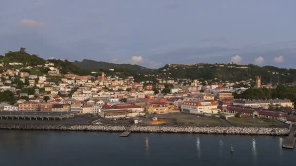 Порт Сент-Джордж Гренада на закате — стоковое видео