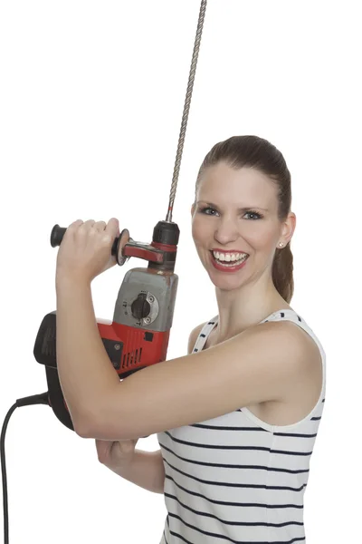 Craftswoman with a caulking gun — Stock Photo, Image