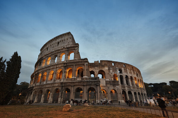 Colosseum in Rome, Italy during sunset