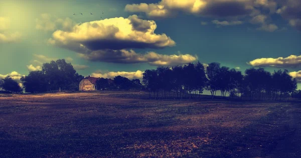 Paesaggio vintage. Foto in stile antico su vecchia carta — Foto Stock