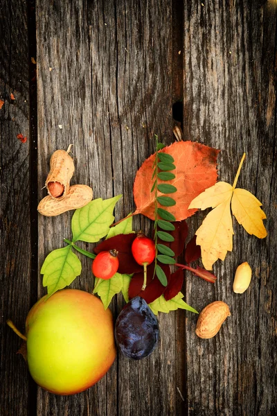 Fondo autunnale con frutta — Foto Stock