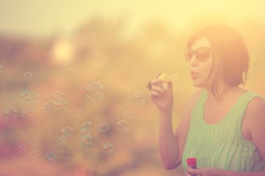 sabun köpüğü blower kadın Vintage Fotoğraf