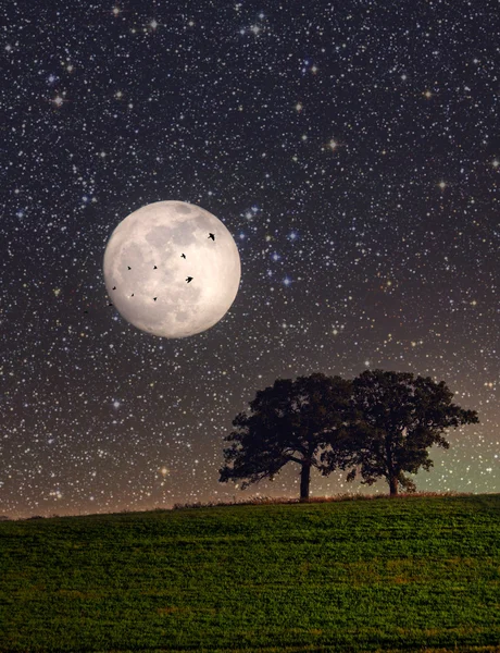 Faro con luna —  Fotos de Stock