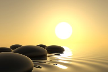 Zen stones in water on white background clipart