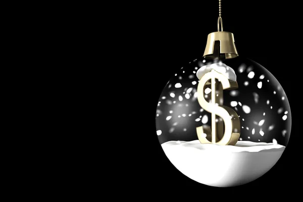 Glaskugel Weihnachten mit Dollar — Stockfoto