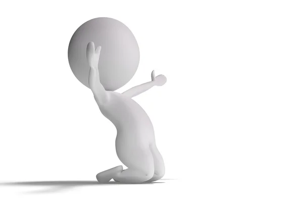 Beyaz arka plan üzerinde mutlu 3d insan exults