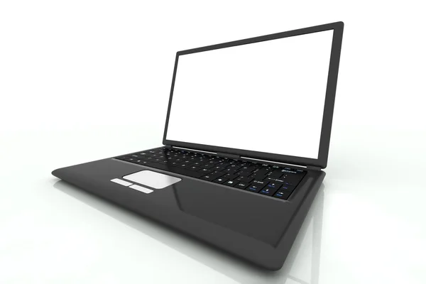 Isolated black laptop in perspective view — Stock Photo, Image
