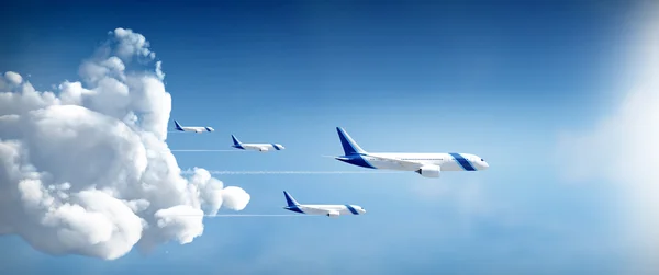 Airplanes fly away — Stock Photo, Image