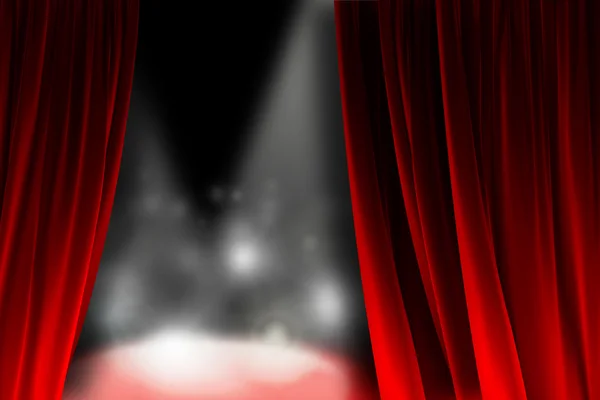 Hinter dem Vorhang eine leuchtende Bühne — Stockfoto