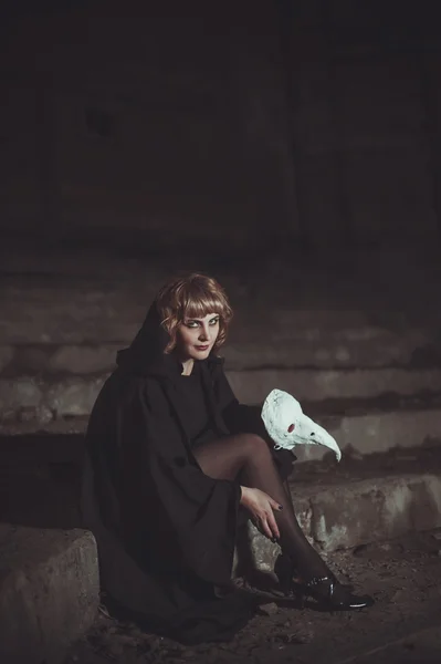 Witch with scary mask — Stock Photo, Image