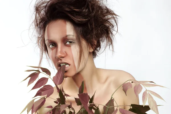 Mujer con maquillaje y peinado perfectos — Foto de Stock