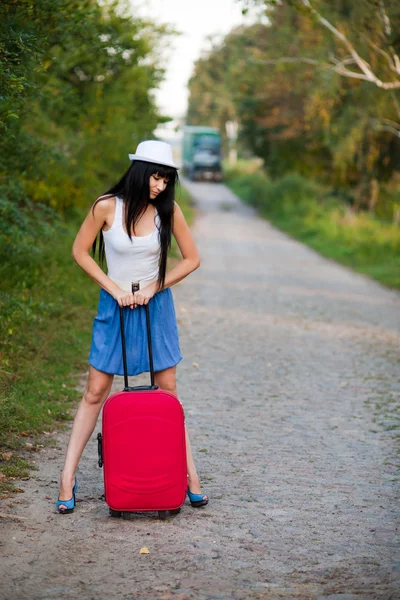 Jeune femme auto-stop Photos De Stock Libres De Droits