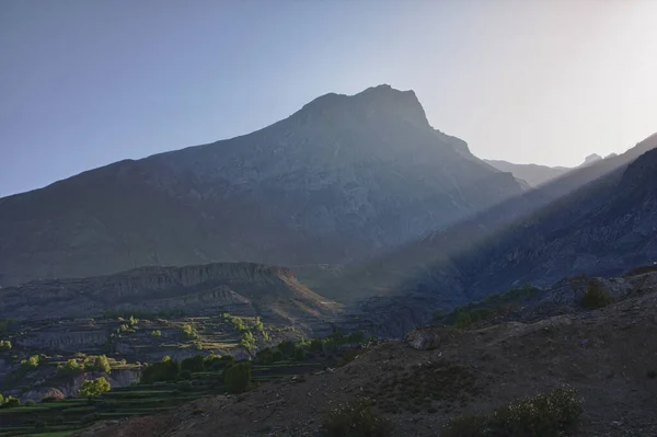 Green Terraces Morning Sunbeams Himalayas — Stock Photo, Image