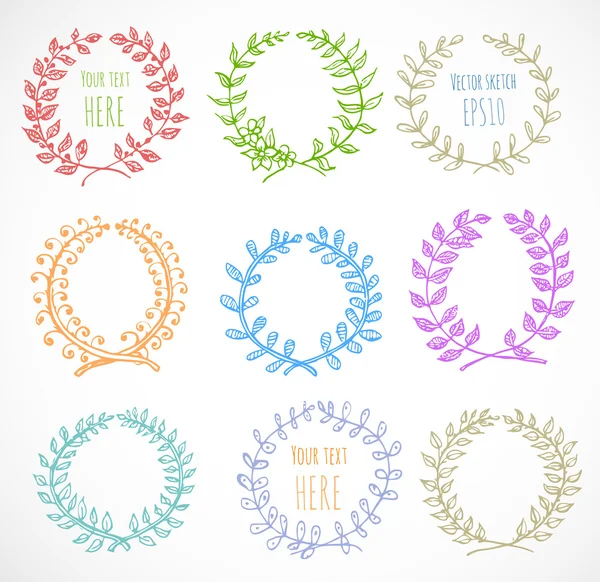 Colored circle floral borders. — Stock Vector