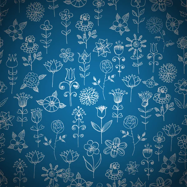 Sømløs blå blomsterbakgrunn. – stockvektor