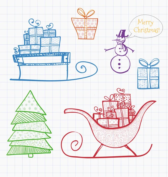 Boceto de garabatos de Navidad — Vector de stock