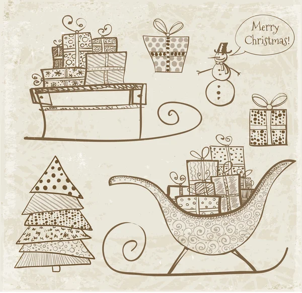 Noel doodle çizilmiş kroki — Stok Vektör