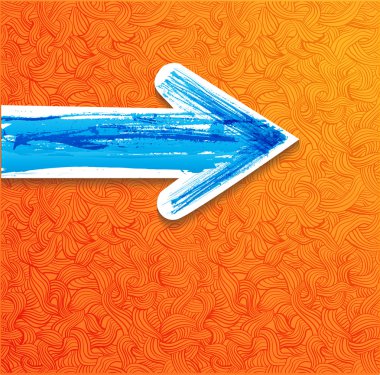 Blue arrow on ornated background clipart