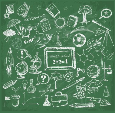 geri okul büyük set doodles