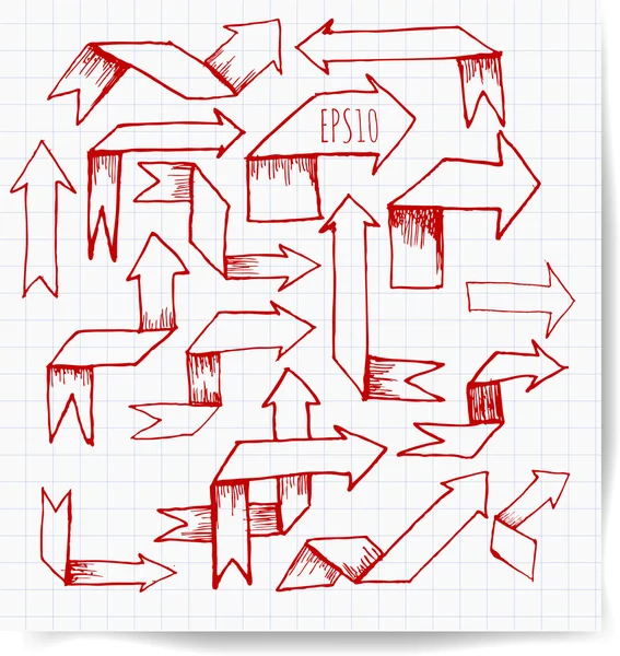 Origami kırmızı kalem kroki ok koleksiyonu.