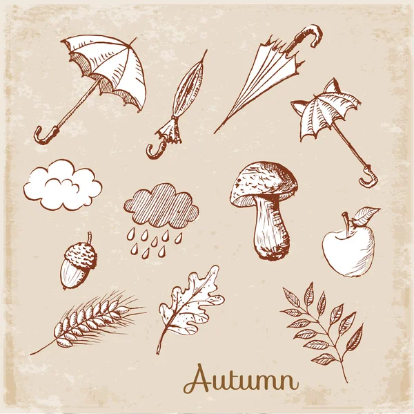 Croquis des symboles d'automne . — Image vectorielle