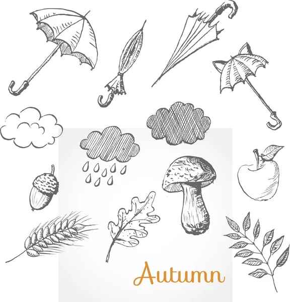 Sketch of autumn symbols. — Stock Vector