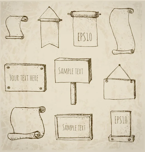 Conjunto de quadros esboço desenhados à mão em estilo vintage . — Vetor de Stock