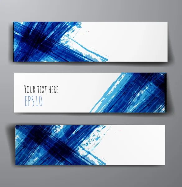 Conjunto de banners abstractos con rayas azules . — Vector de stock