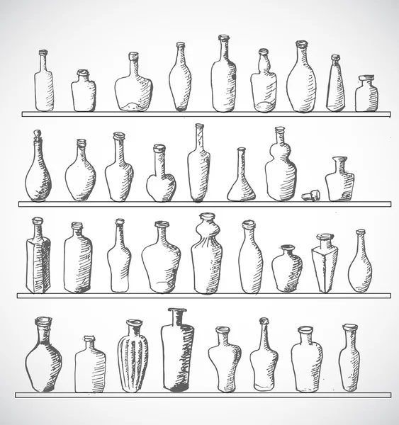 Colección de botellas de boceto . — Archivo Imágenes Vectoriales