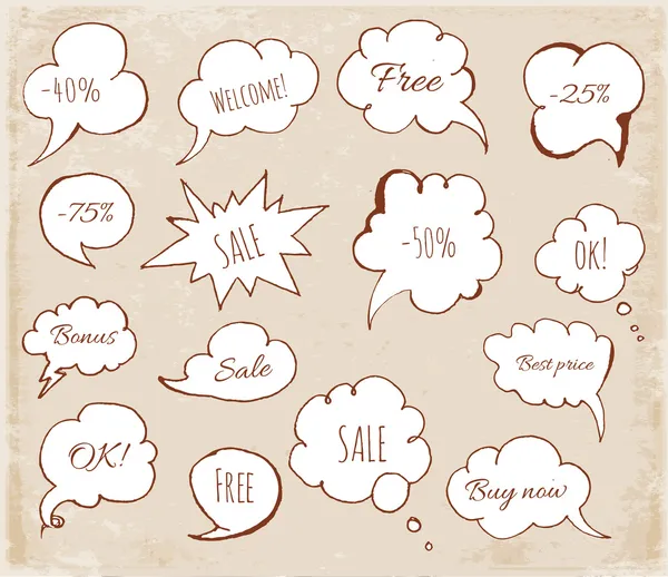 Hand-drawn speech bubbles — Stock Vector