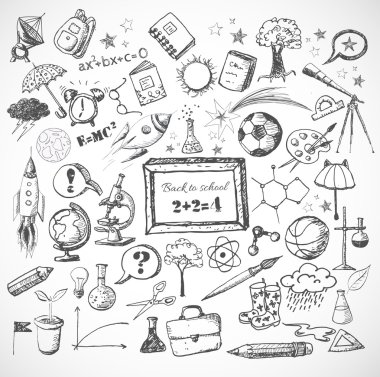geri okul büyük set doodles.