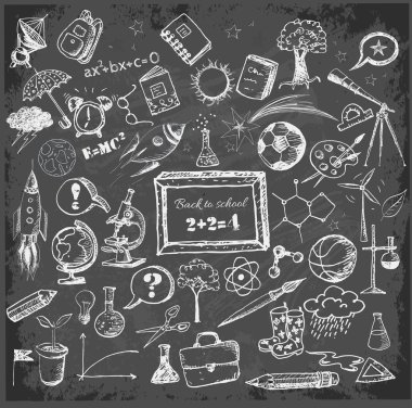 geri okul büyük set doodles