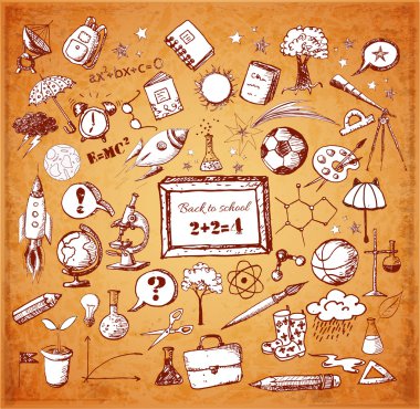 geri okul büyük set doodles