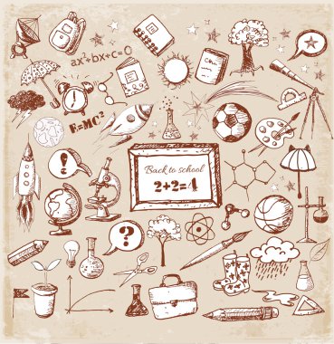 geri okul büyük set doodles